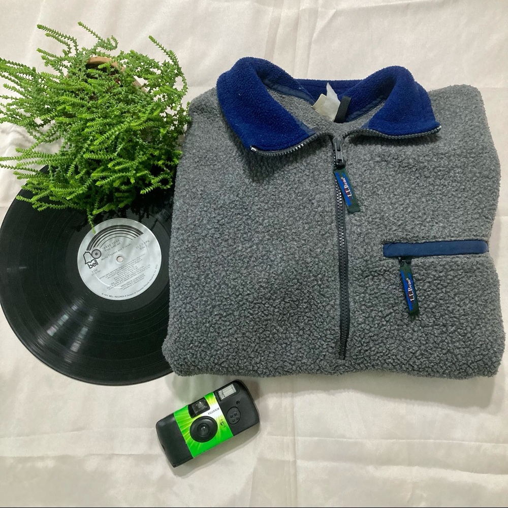 L.L. Bean Sherpa fleece quart zip pullover jacket